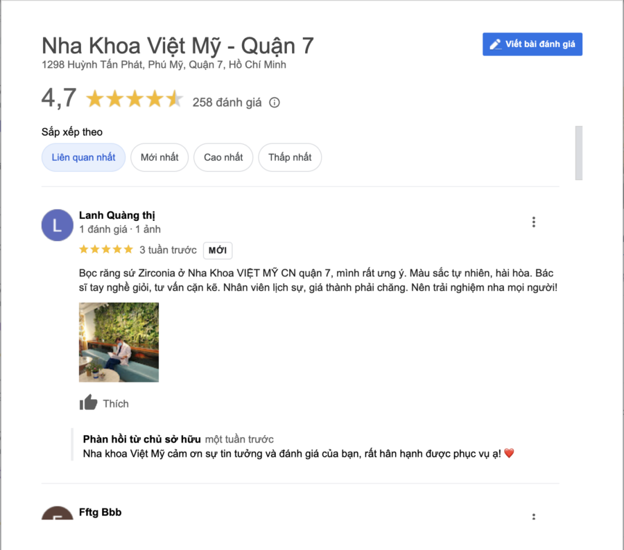 Đánh giá nha khoa Việt Mỹ 