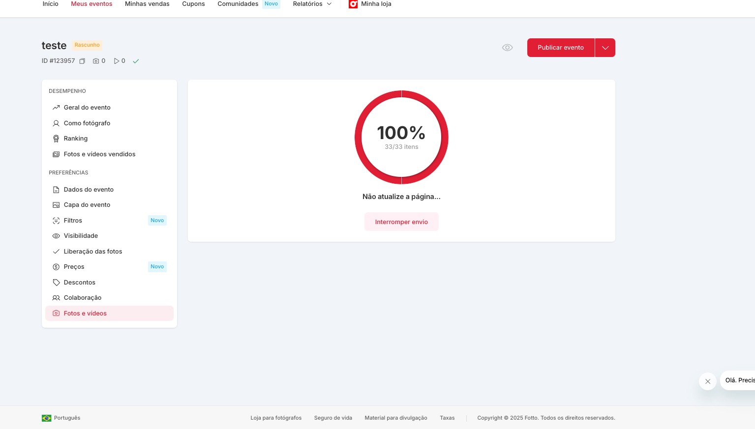 Funcionalidade Upload Resiliente Fotto