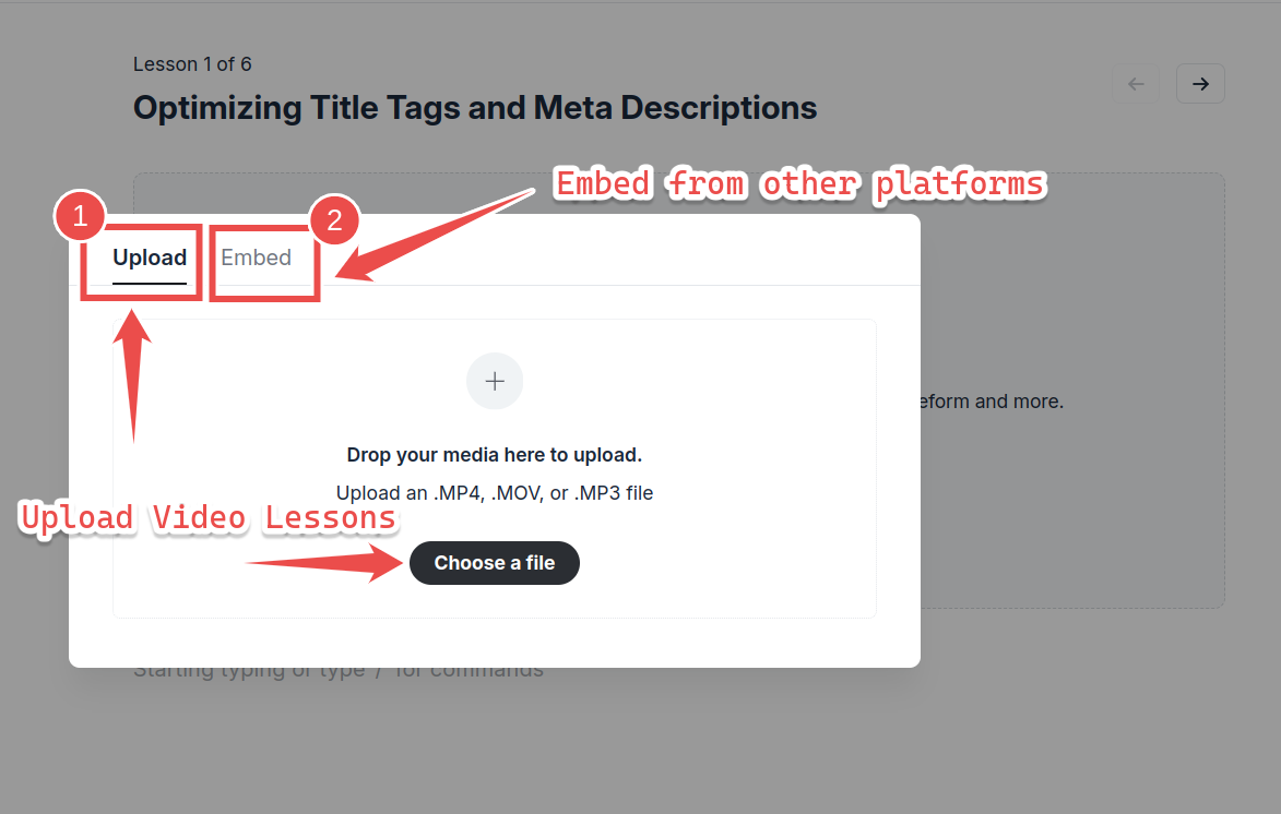 various ways to add video lessons to Circle courses