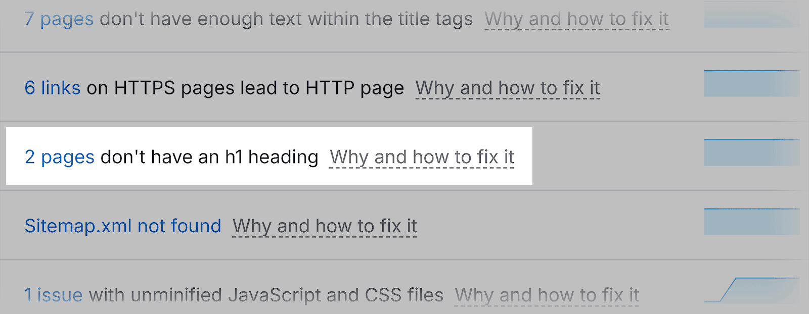 Site Audit – Backlinko – Warnings – H1 heading