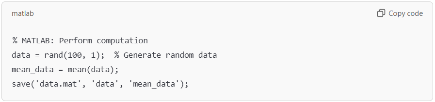 Code for performing computation in MATLAB.