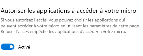 Autoriser les applications à accéder à votre micro