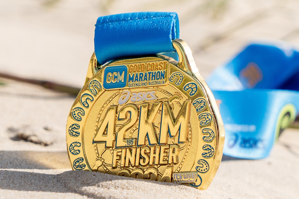 Custom Gold Coast Marathon medal.