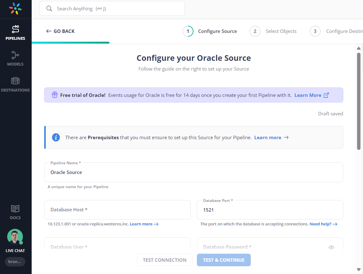 Oracle as your source