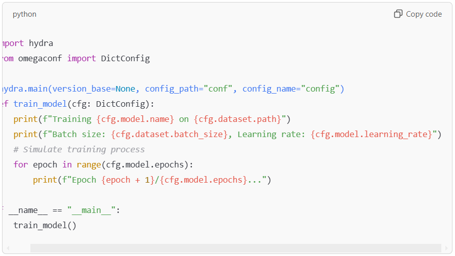 Python script using Hydra for configuration.