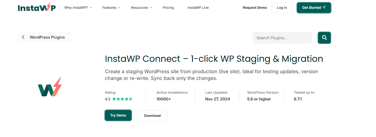 InstaWP Connect is the best WordPress migration plugin that agencies can use to migrate sites for clients. 