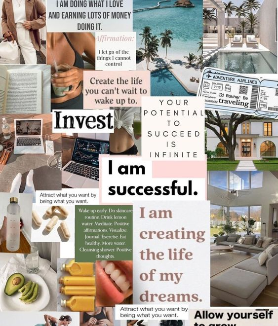 Motivational quotes collage with postive images