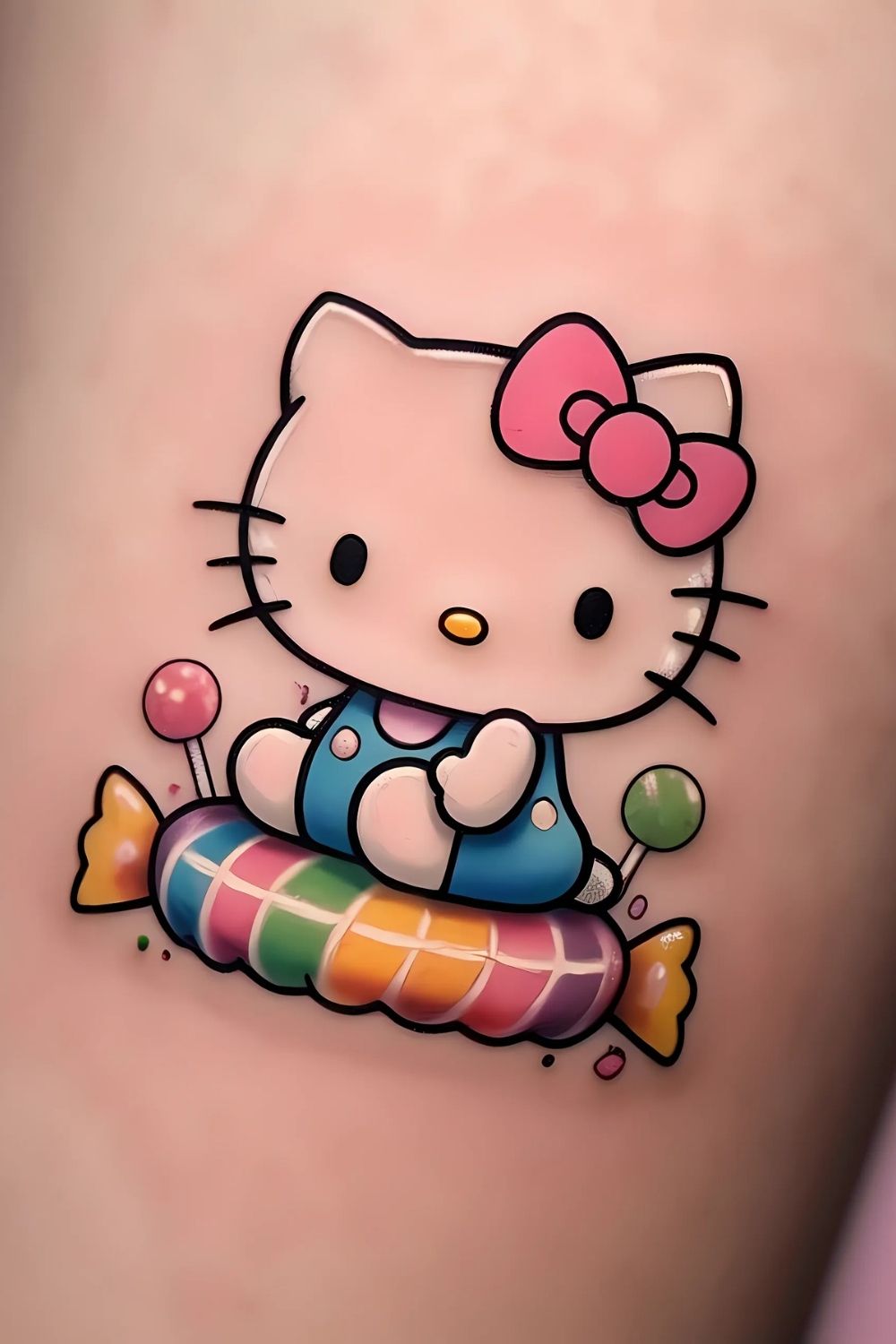 Hello Kitty in a Candy Wonderland Tattoo