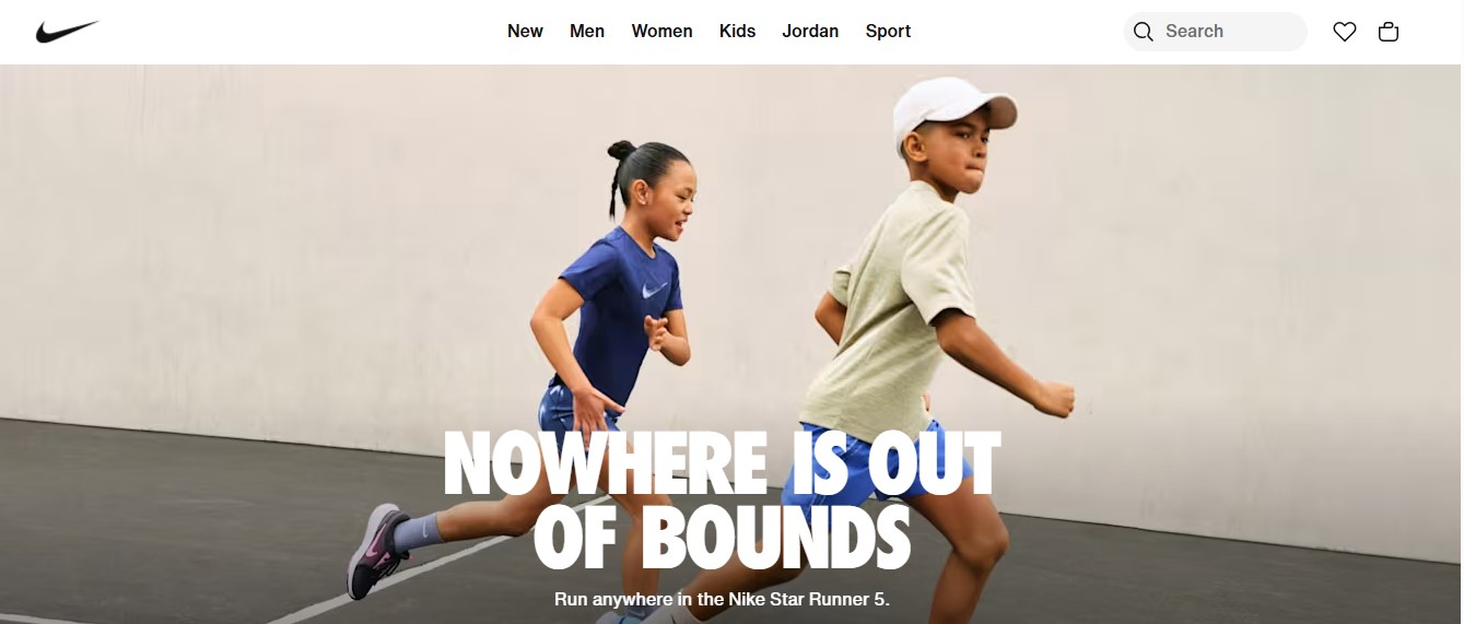 Nike.com home page - brand identity