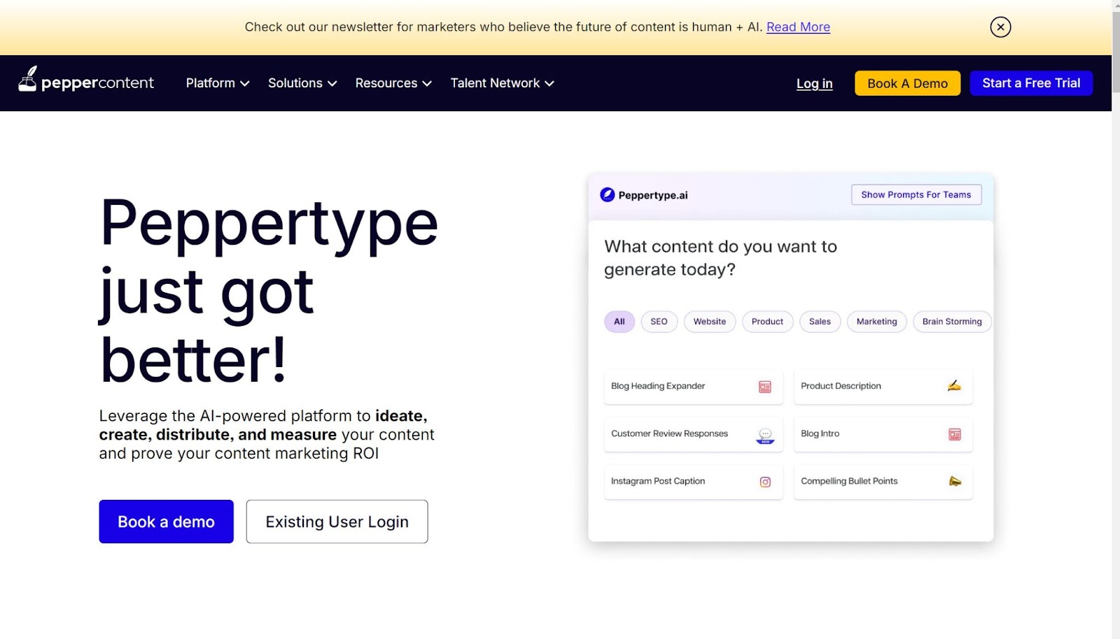 Screenshot of Peppertype.ai website