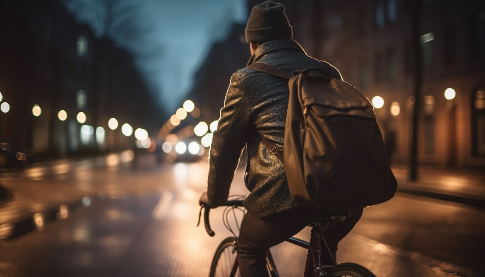 Un touriste visitant Paris de nuit à vélo électrique pendant la période de Noël