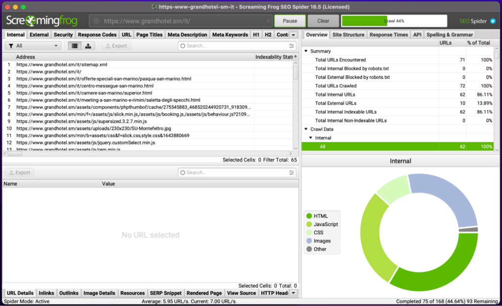 use screaming frog to crawl website