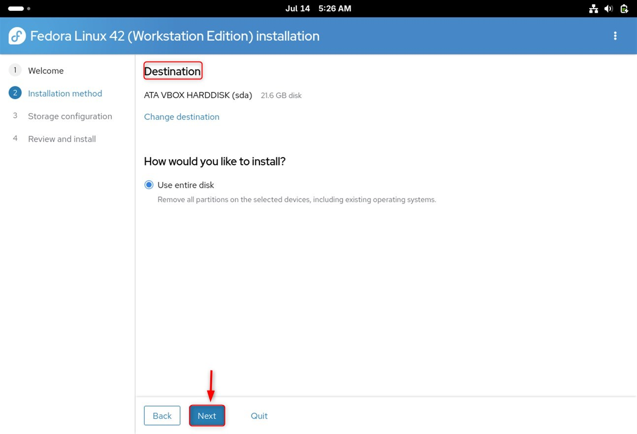 installation destination