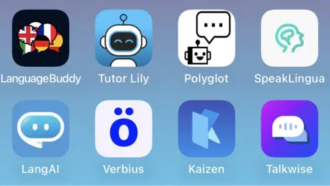 Screenshot of language learning apps. Image via BBC.