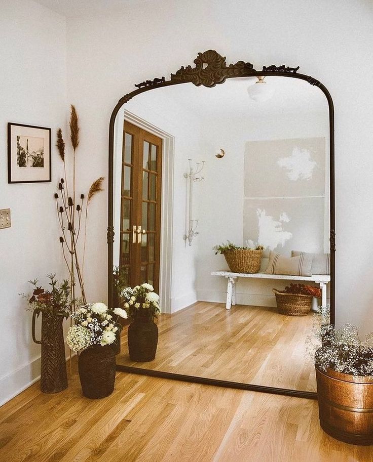 hygge interior design with mirror