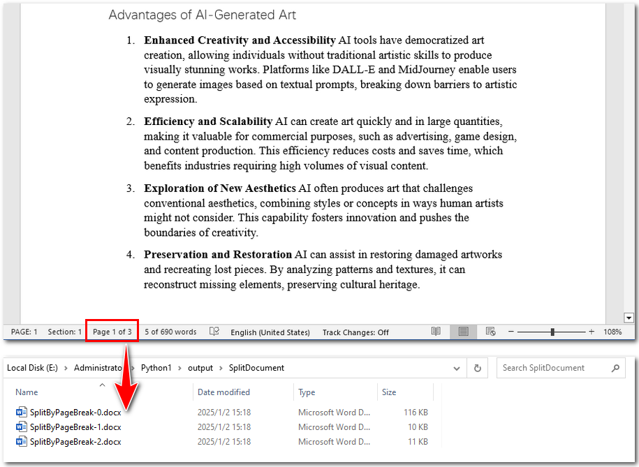 Python Split Word Documents by Page Breaks