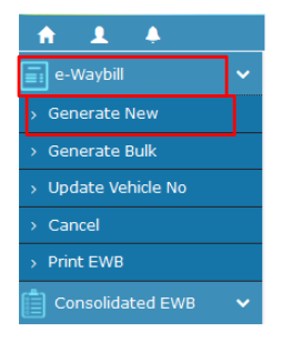 After successful e-way bill login, go to ‘Generate New