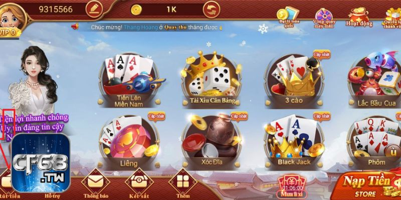 CF68 sở hữu kho game giải trí hấp dẫn