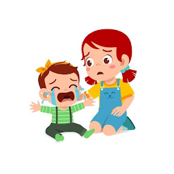 Cute little girl intenta consolar a su hermano bebé llorando | Vector  Premium