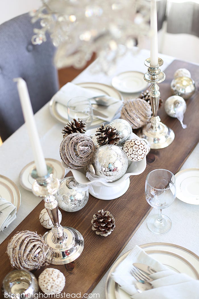 silver diy christmas centerpiece