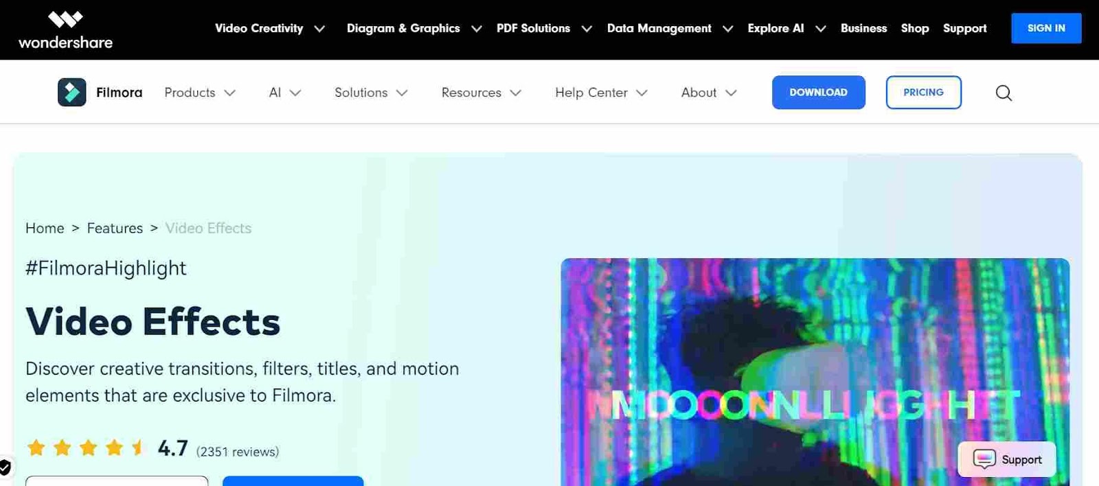 wondershare filmora video effects