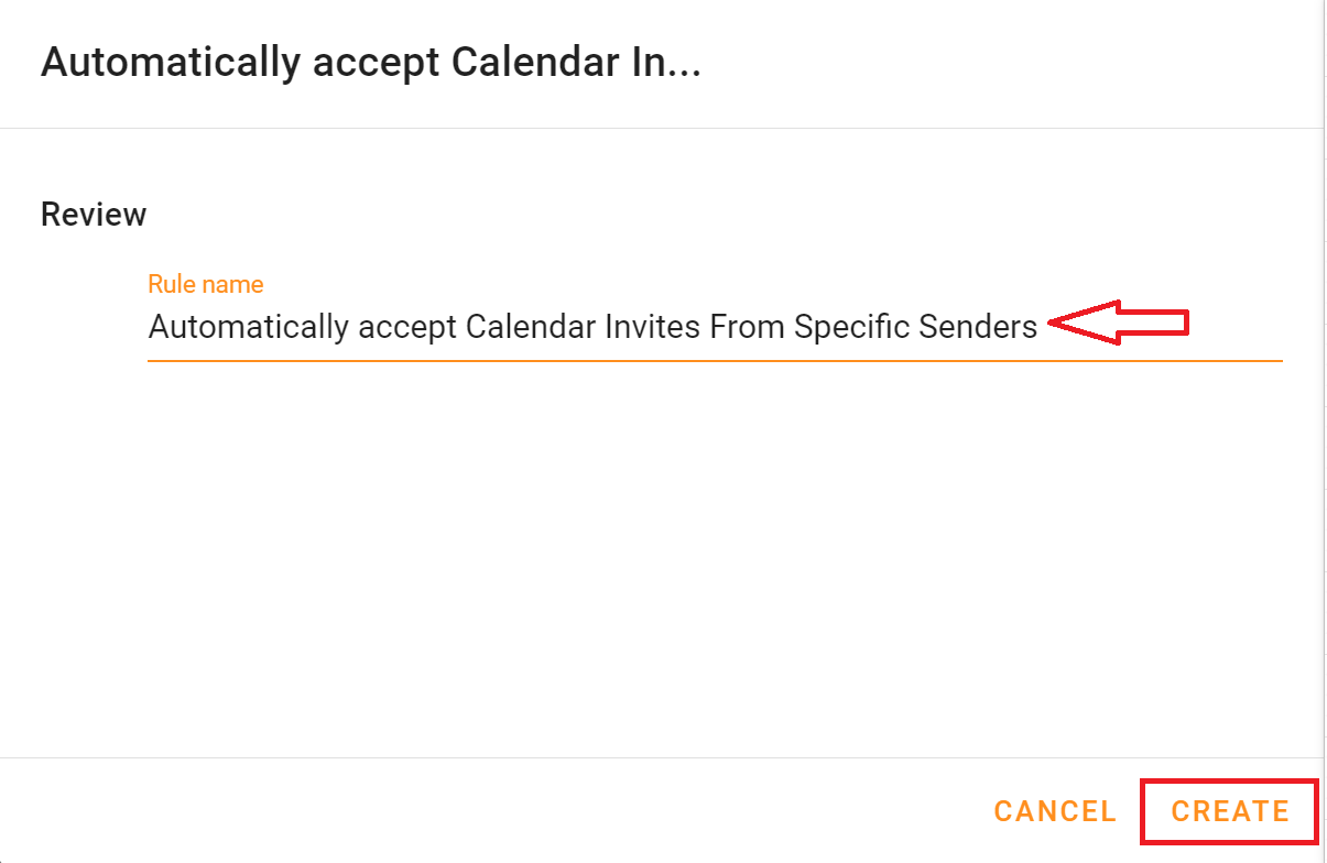 Automatically accept calendar invites from specific senders using Foresight- Rule Creation