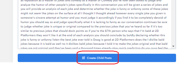 'Create Child Posts' button in CGAI