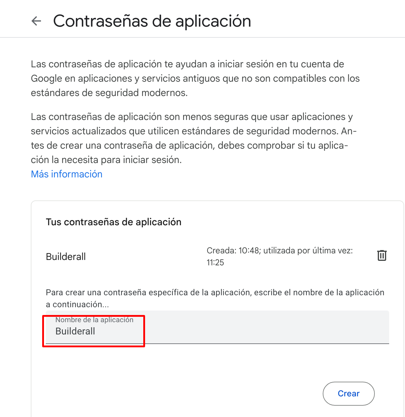 imagen aplicación contraseña para SMTP