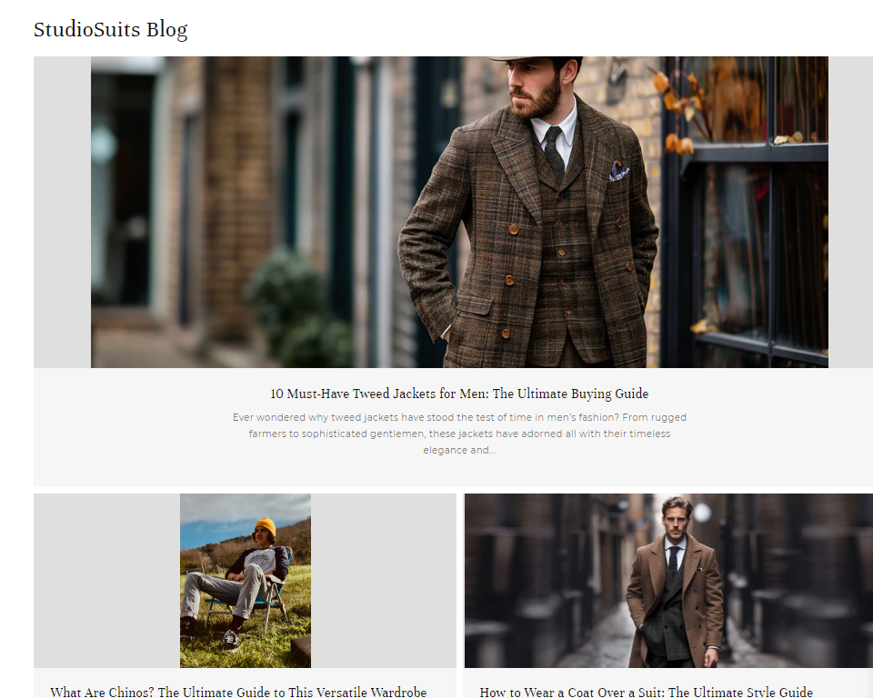 screenshot of StudioSuits blog