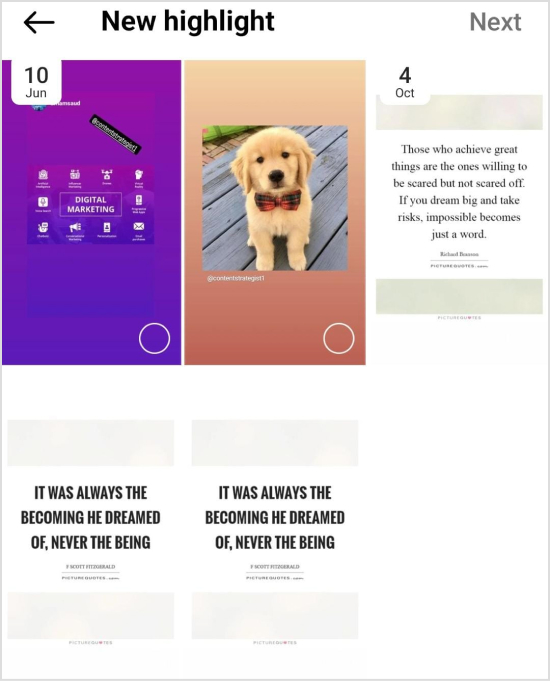 Select the reposted Story and choose a relevant highlight category
