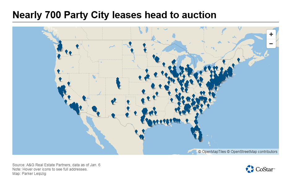 Nearly 700 Party City leases head to auction