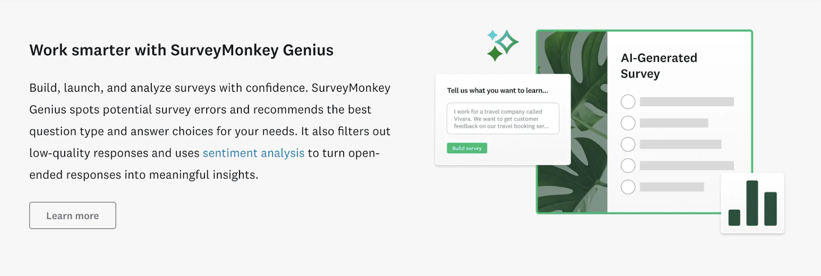 SurveyMonkey landing page's features section