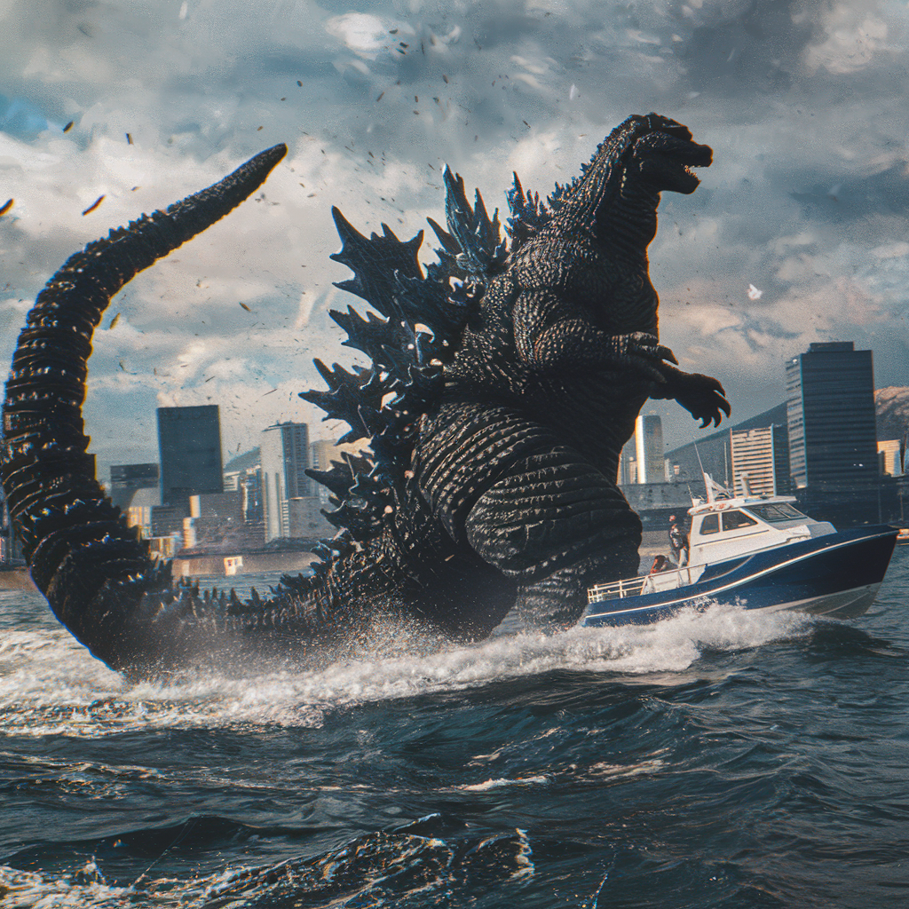 Godzilla Minus One Boat Chase 4K GIF