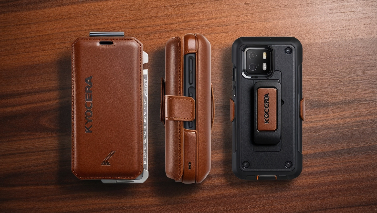 Kyocera Flip Phone Case Brown Leather DuraXV