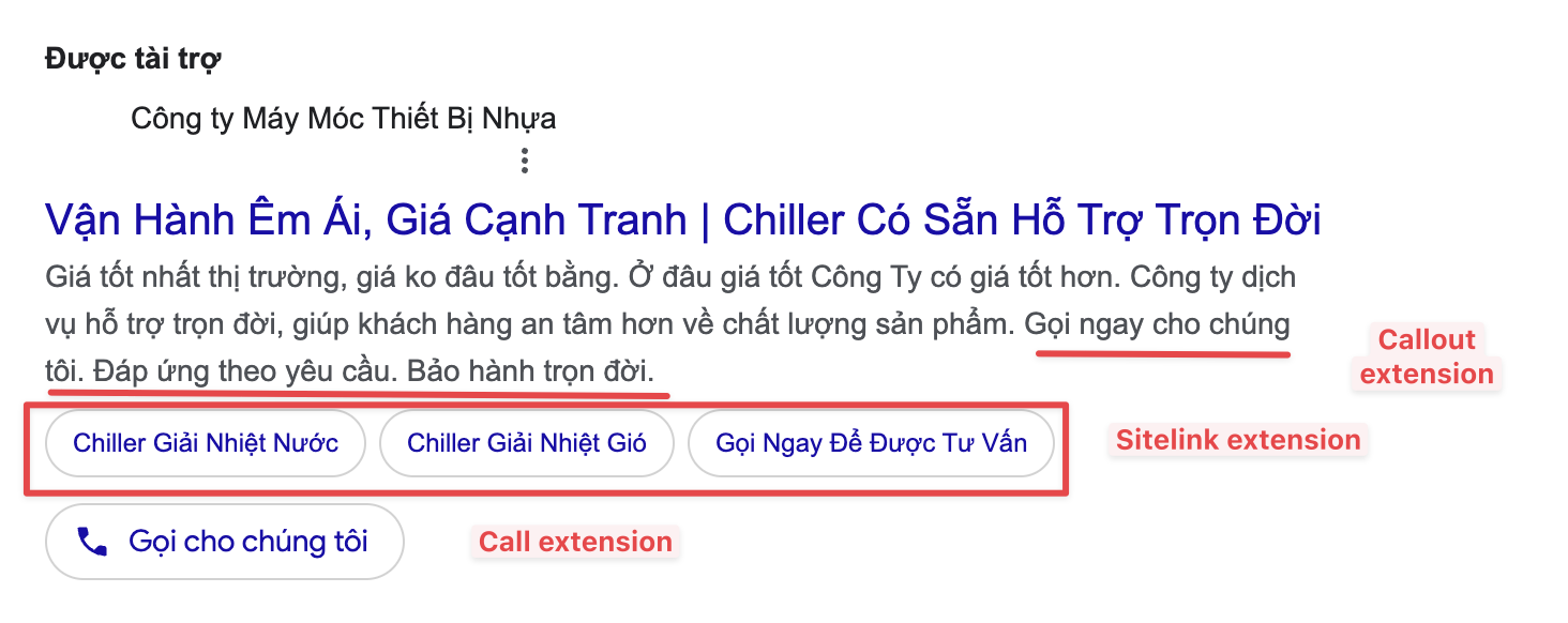 mẫu tiện ích mở rộng quảng cáo google ads