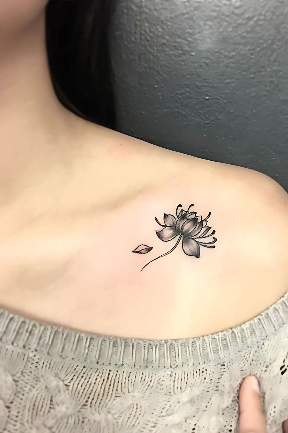Lotus Front Shoulder Tattoo