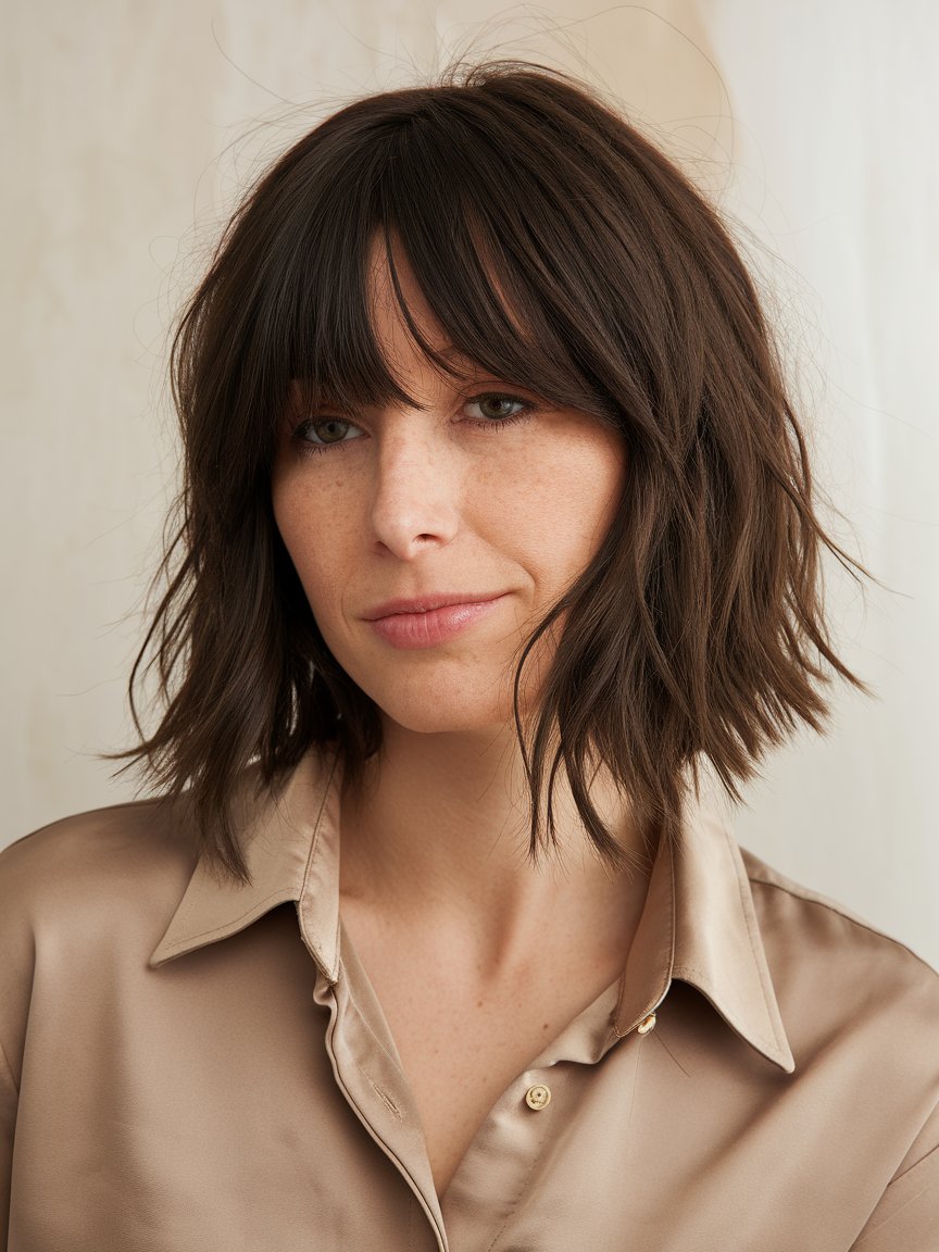 18. Ear Length Bob with Piece-y Bangs