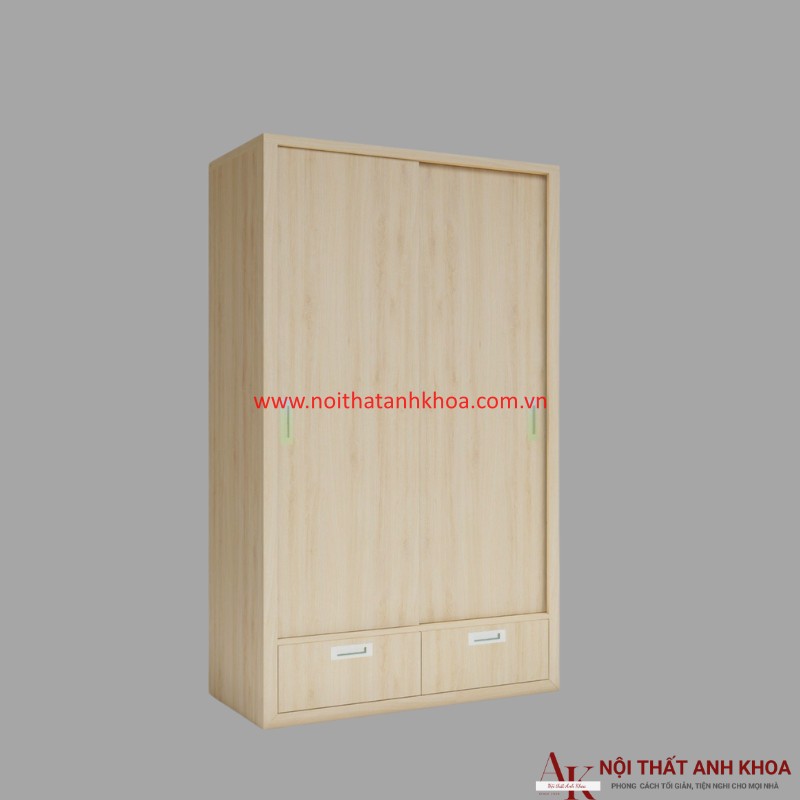 Tủ Áo Cửa Lùa Gỗ Công Nghiệp MDF Màu Vàng Vân Gỗ Giá Tốt