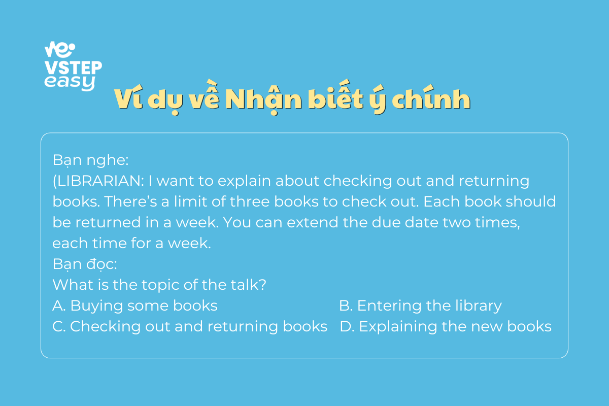 Ví dụ về dạng bài nhận biết ý chính