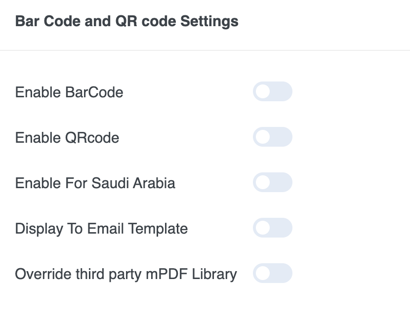 Bar Code and QR Code Settings 