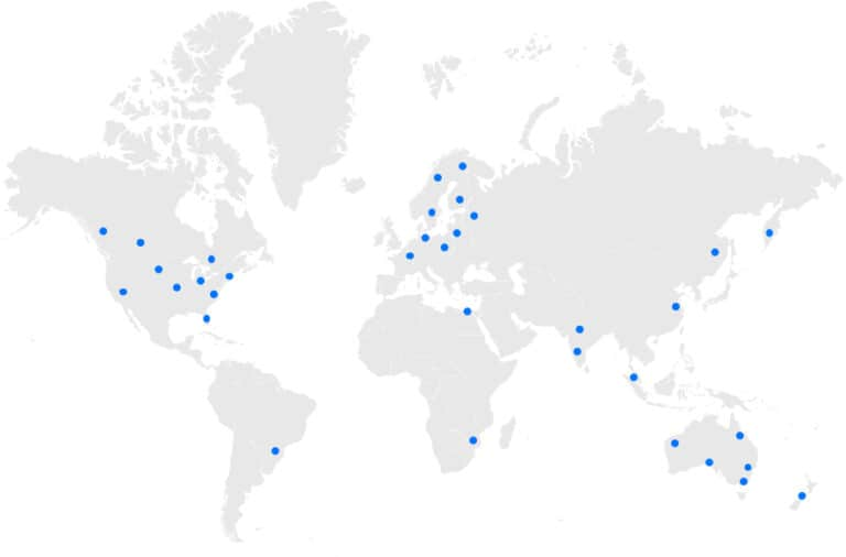 Image showing where Swipe Pages' PoPs are located across the globe