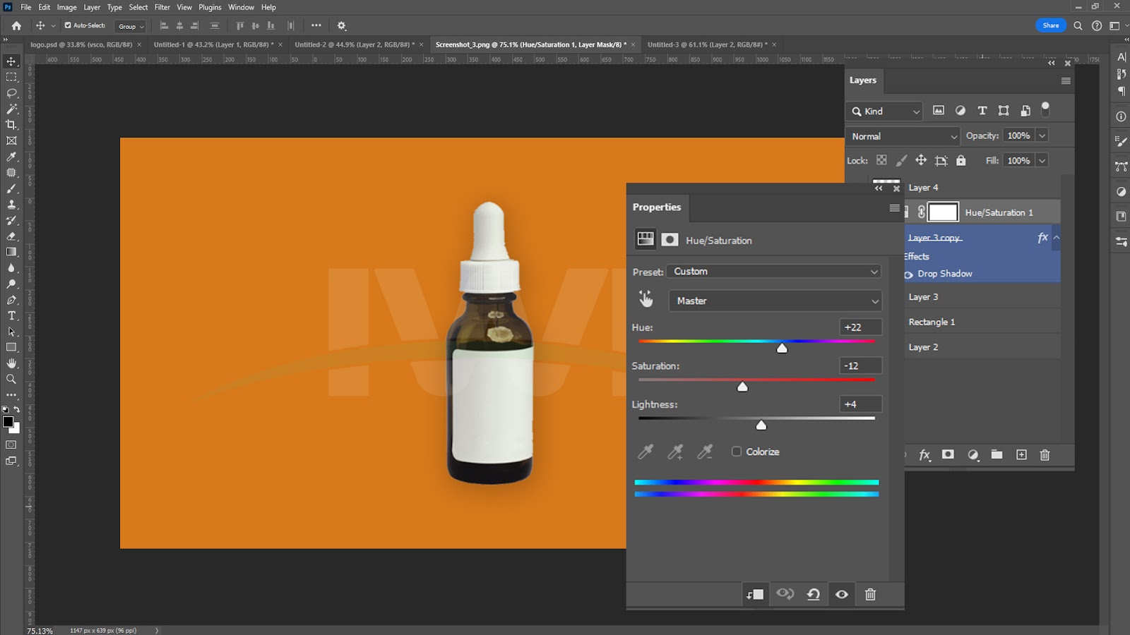 Enhancing Colors with Hue and Saturation Product Photos in Photoshop Image 3

