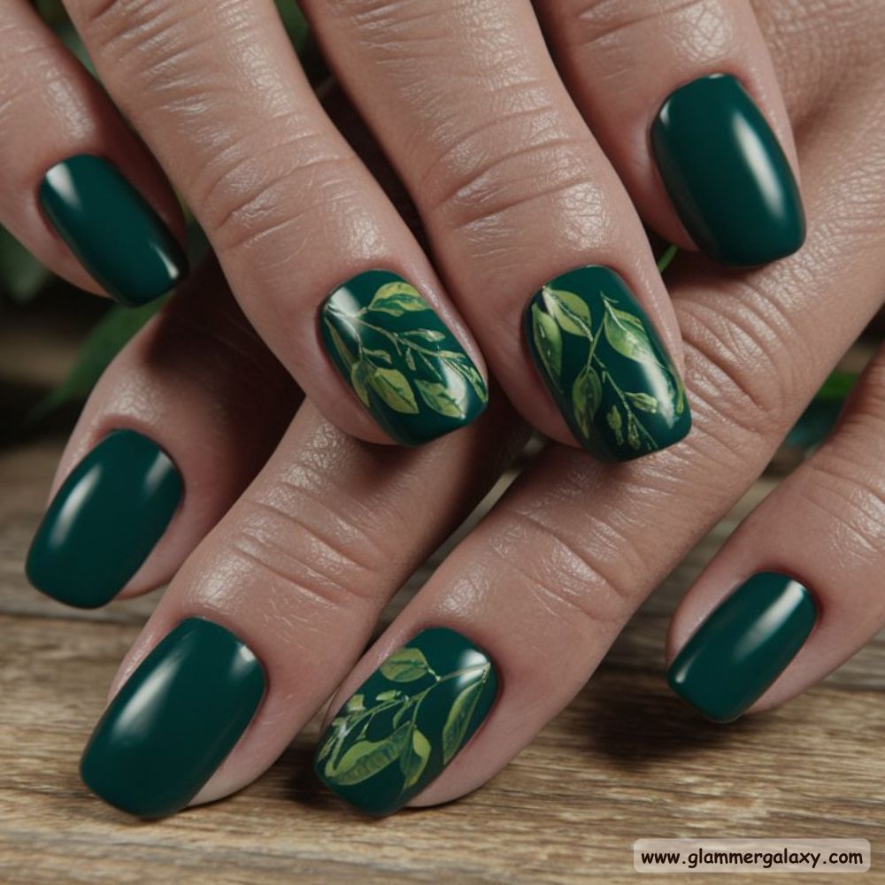 Dark Fall Nails having Forest Green
