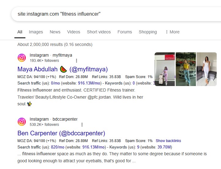 search for influencers on Google