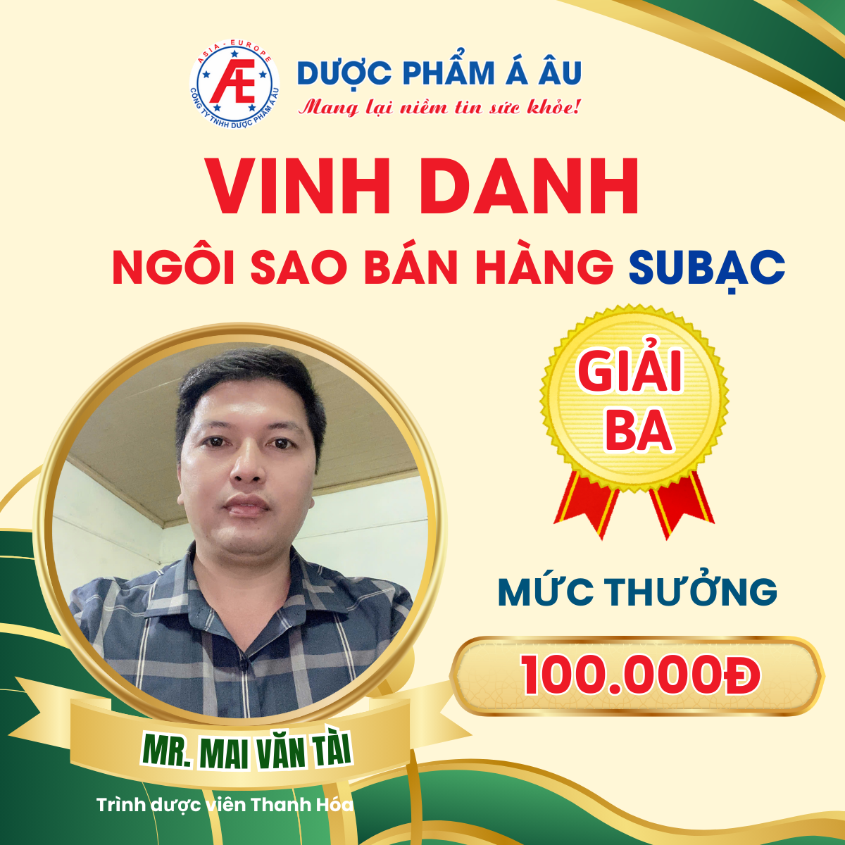 Giải ba: Mai Văn Tài - TDV Thanh Hóa