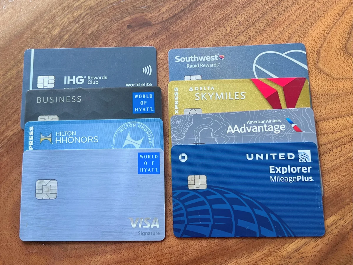 An image showing different airline credit cards