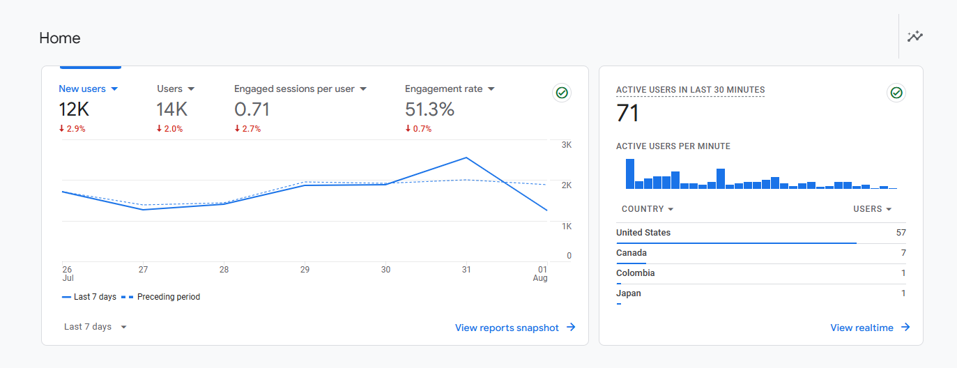 The Google Analytics demo dashboard.