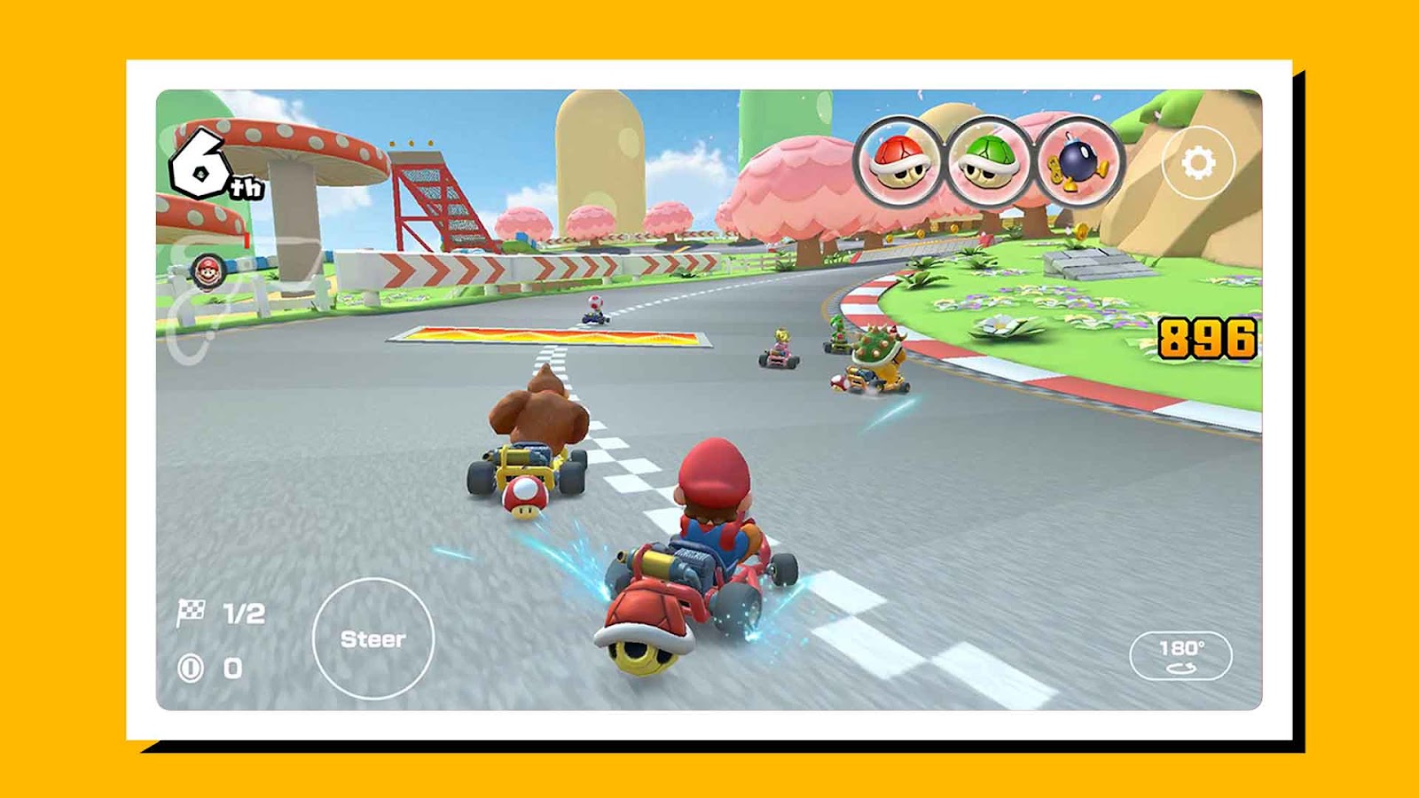 Screenshot of gameplay from Mario Kart Tour