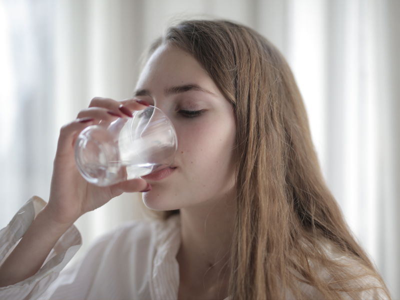 woman drinking water