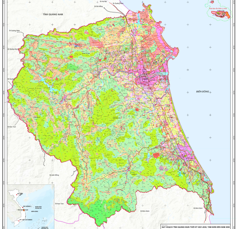 Quy hoạch sử dụng đất của tỉnh Quảng Ngãi đến năm 2030, tầm nhìn đến năm 2050. 